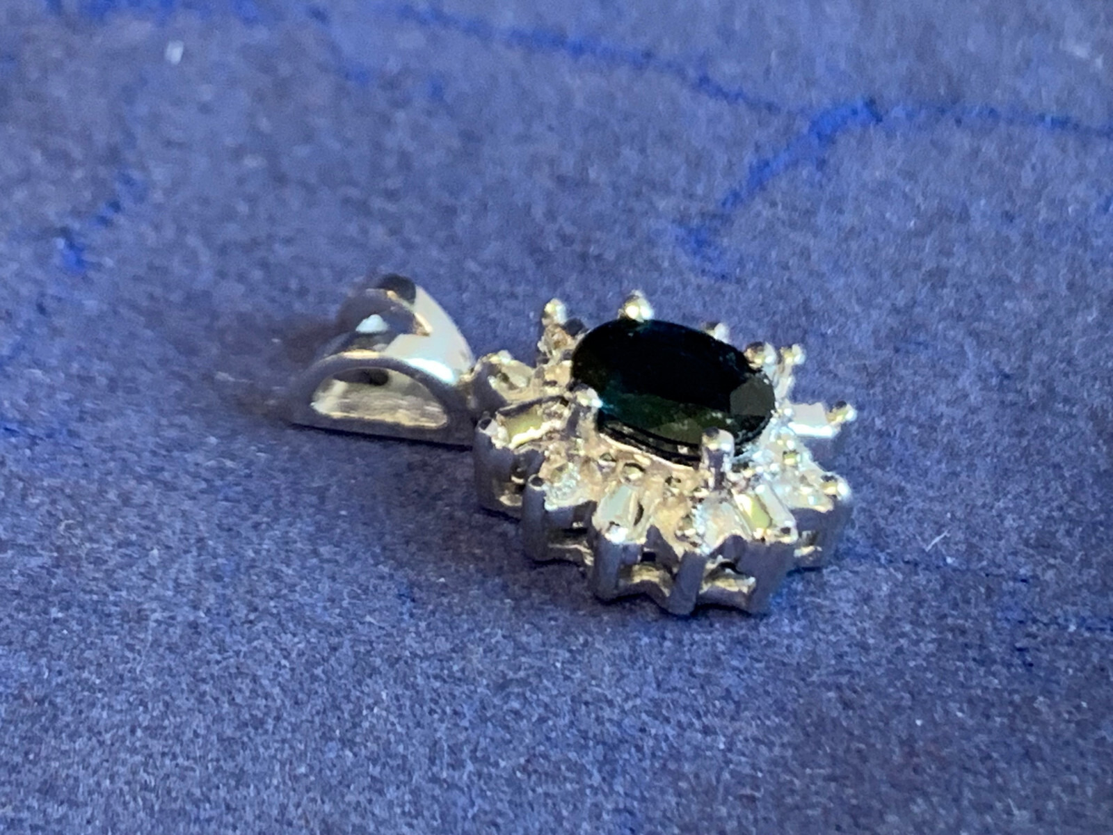 10K White Gold Pendant 1.44g Fine Jewelry Sapphire Color Stone