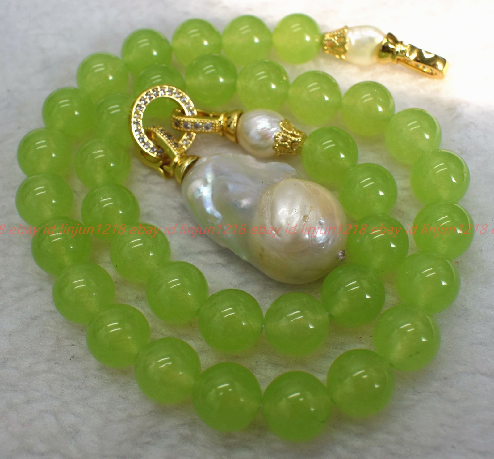 Natural 6/8/10/12mm Green Olivine White Baroque Pearl Pendant Necklace 16-32in