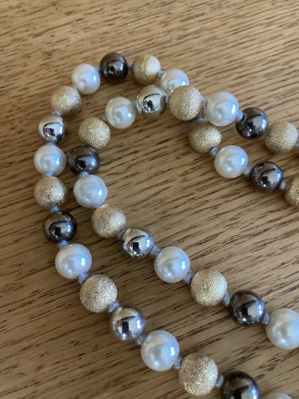 Vintage Genuine Pearls Crystal Beads Knotted Double Strands Necklace $300 New