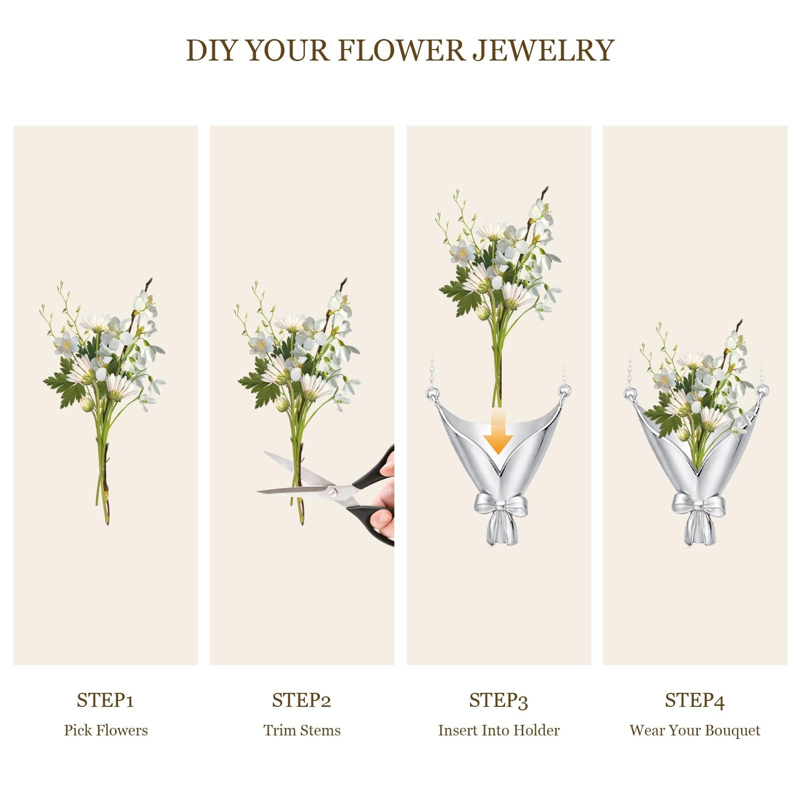 Floral Vase Pendant Necklace for Women – Flower Holder Jewelry for Prom, Wedding