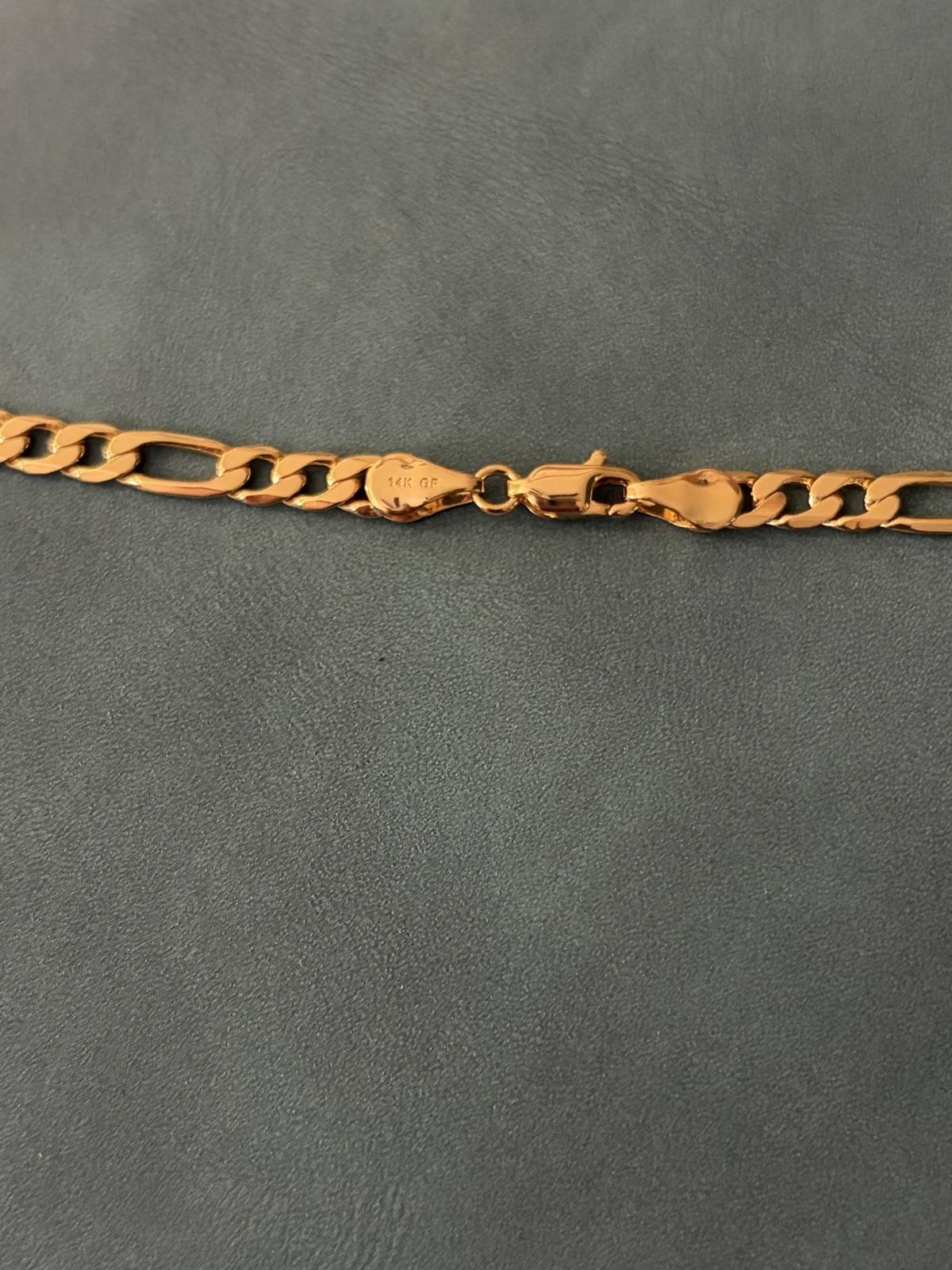 Gold Tone Figaro Chain Necklace Yellow Gold Plated Lobster Clasp Signed