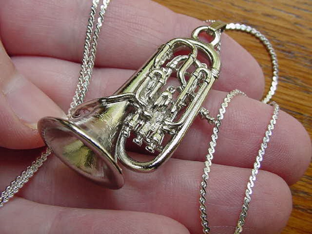 (#M203-F) EUPHONIUM Silver Nickel PENDANT NECKLACE Jewelry instrument