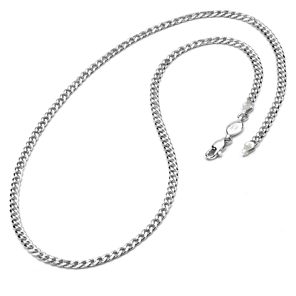 4MM Sterling Silver Curb Chain Necklace 16″ 18″ 20″ 22″ 24″ 30″