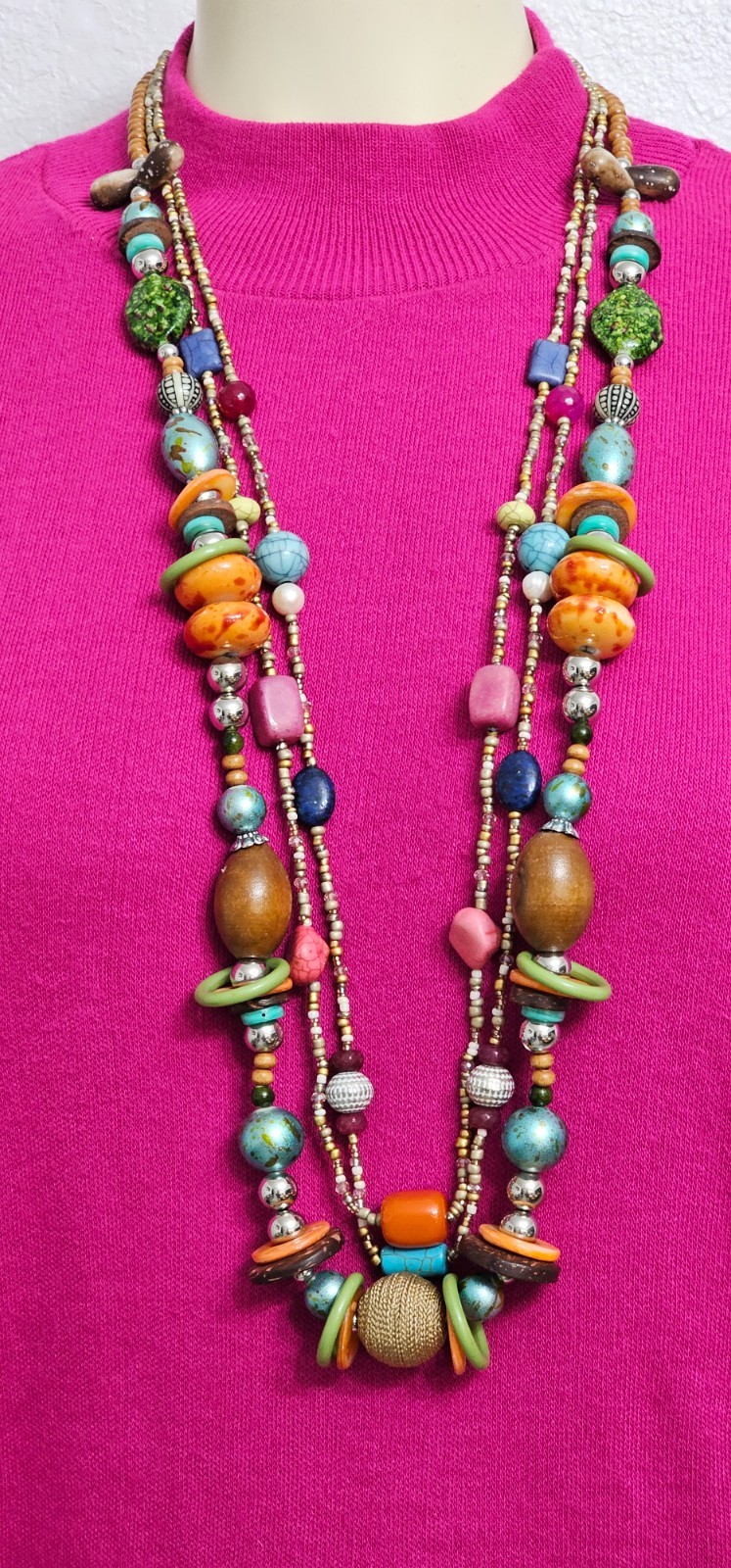 2 CHICOS NECKLACES MULTICOLOR BEADS EXCELLENT CONDITION 19 INCH. One price.