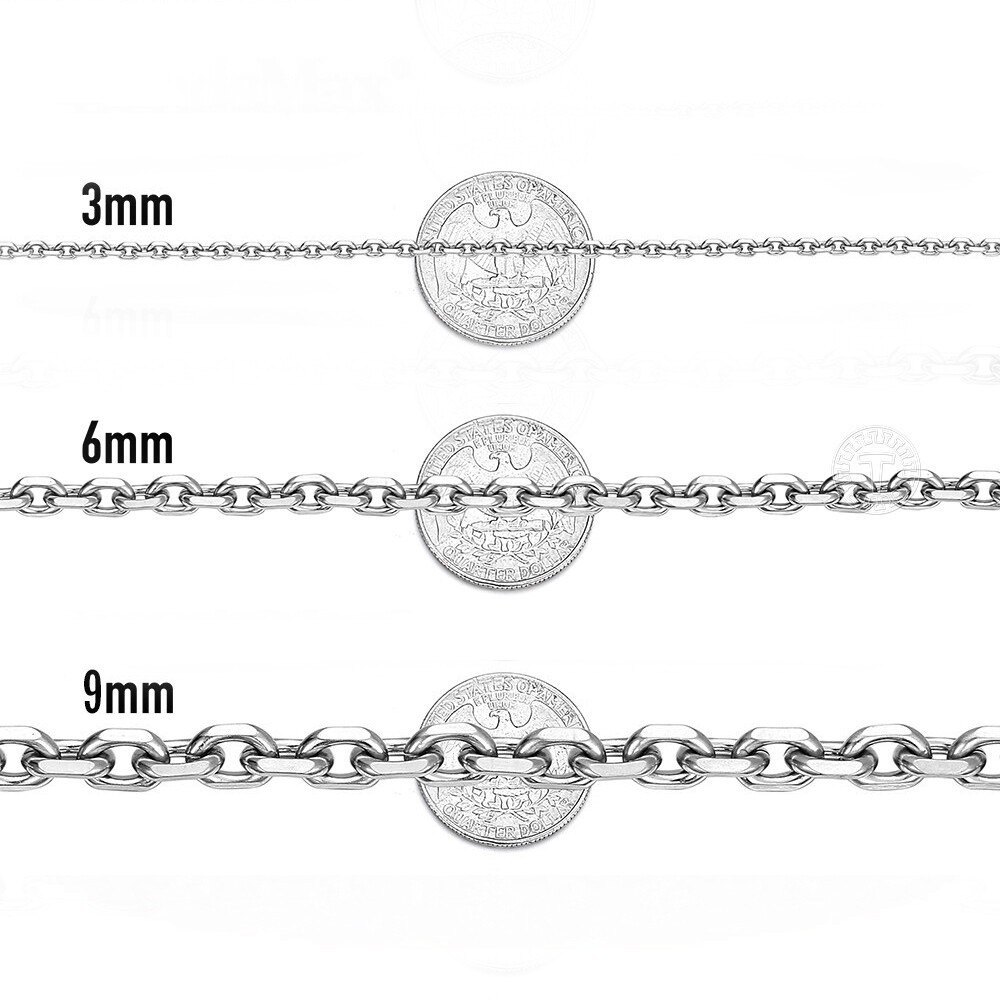 USA Stock 3MM Mens Chain Silver Stainless Steel Cable Anchor Necklace 26 inches