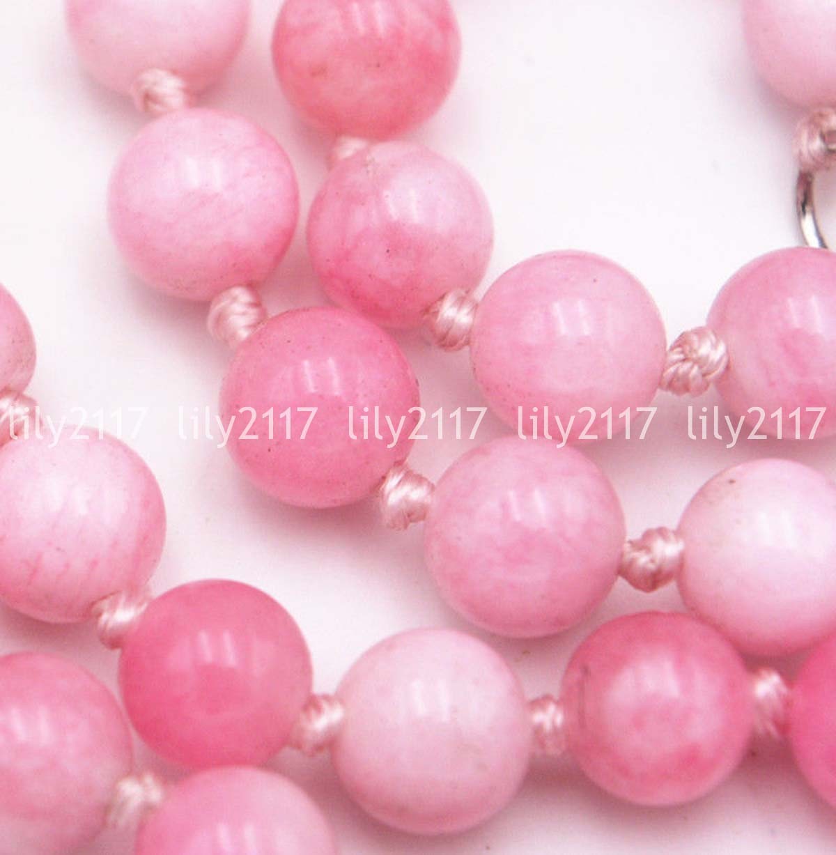 Beautiful Natural 6mm Pink Snowflake Jade Gemstone Round Beads Necklace 18″