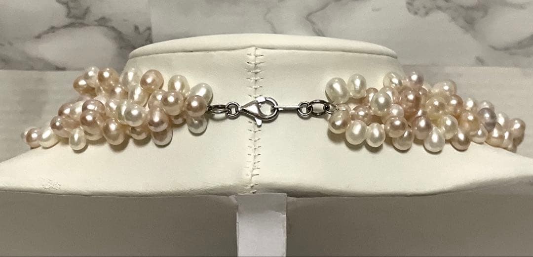 ete 3 Strand Genuine Pearl Necklace Silver 46cm From Japan
