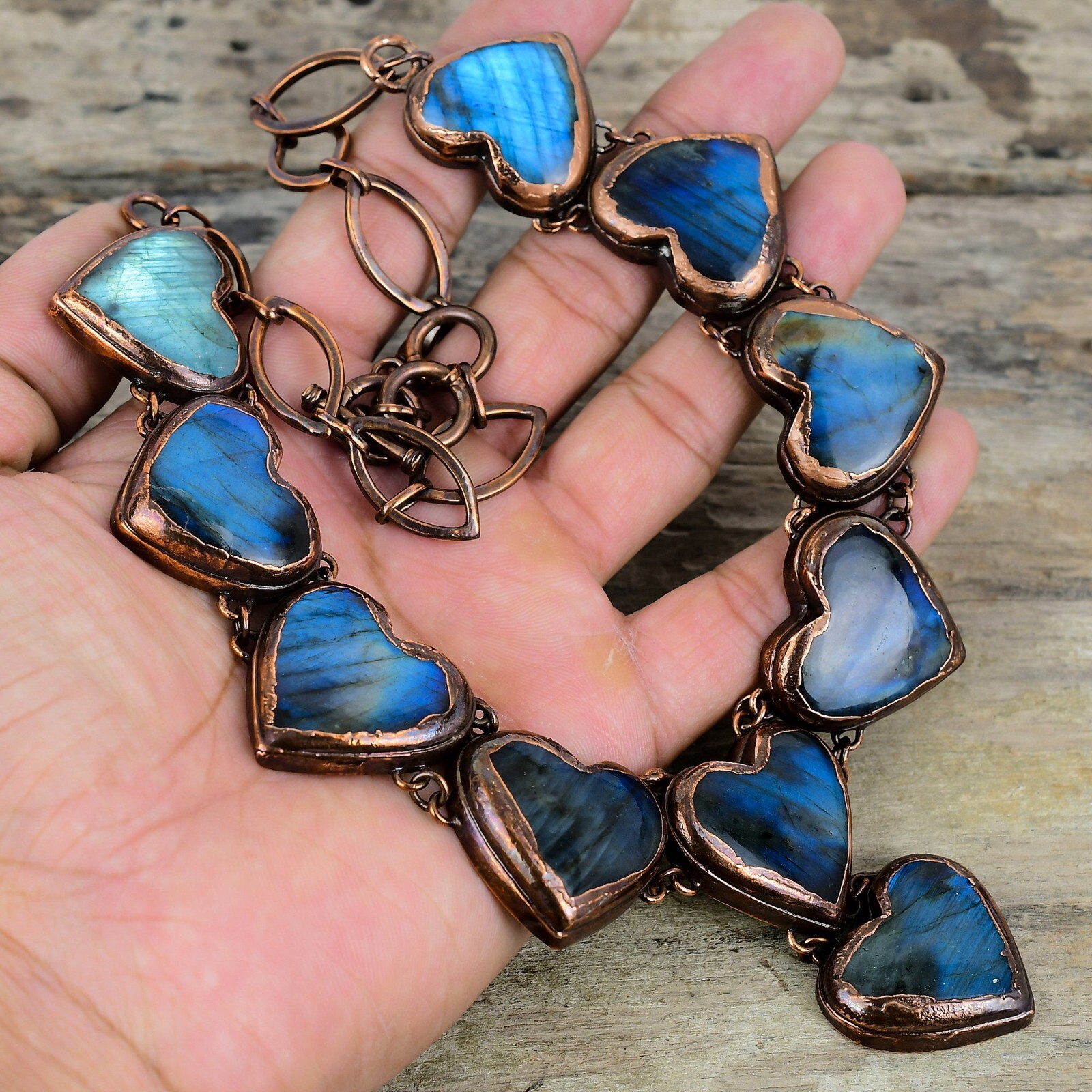 Labradorite Electroformed Adjustable Necklace Handcrafted Copper Holiday 18.0″