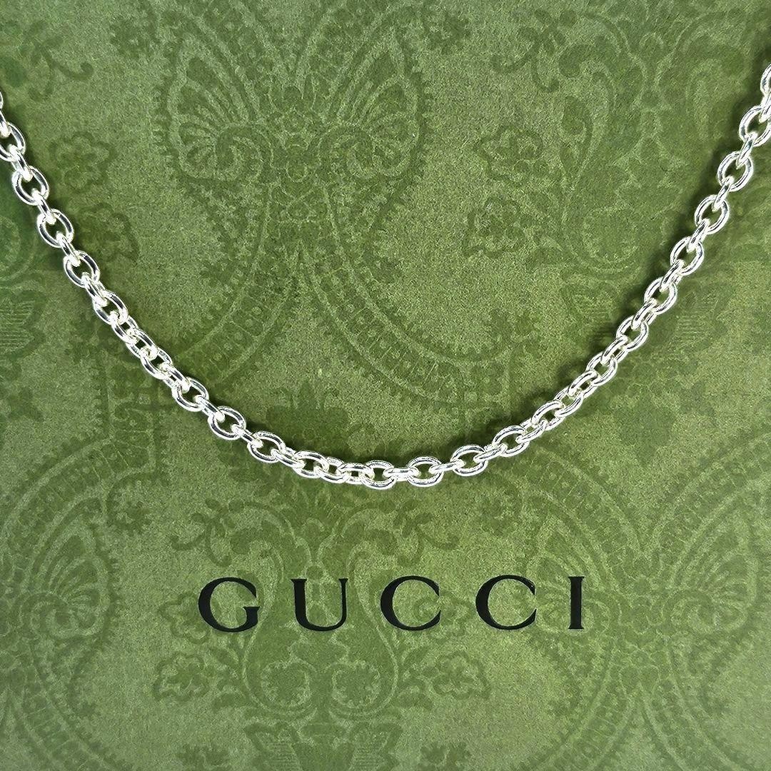 Gucci Figaro Chain Necklace, 50 Long, 3.7 Wide, Y2K Silver 925