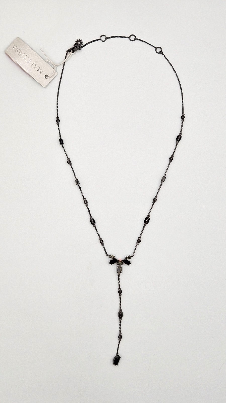Marchesa X6314 Black & Grey Crystal Cluster ‘Poppy’ Y- Necklace