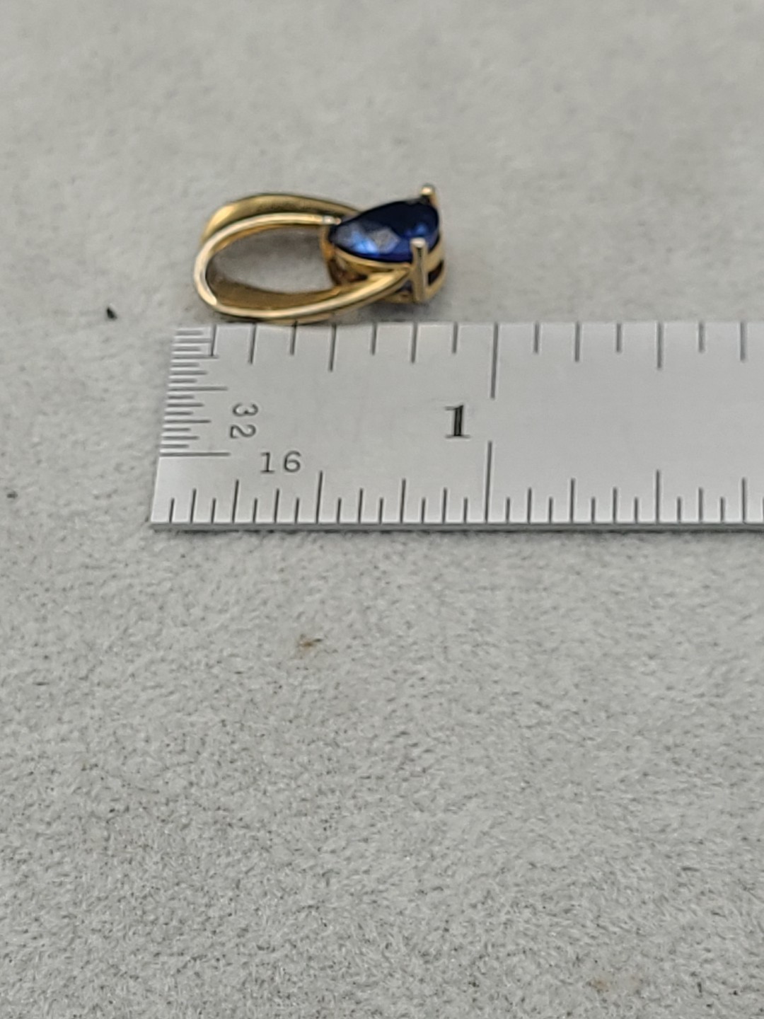 925 Sterling Silver Vermeil Trillion Cut Blue Sapphire Women’s Pendant