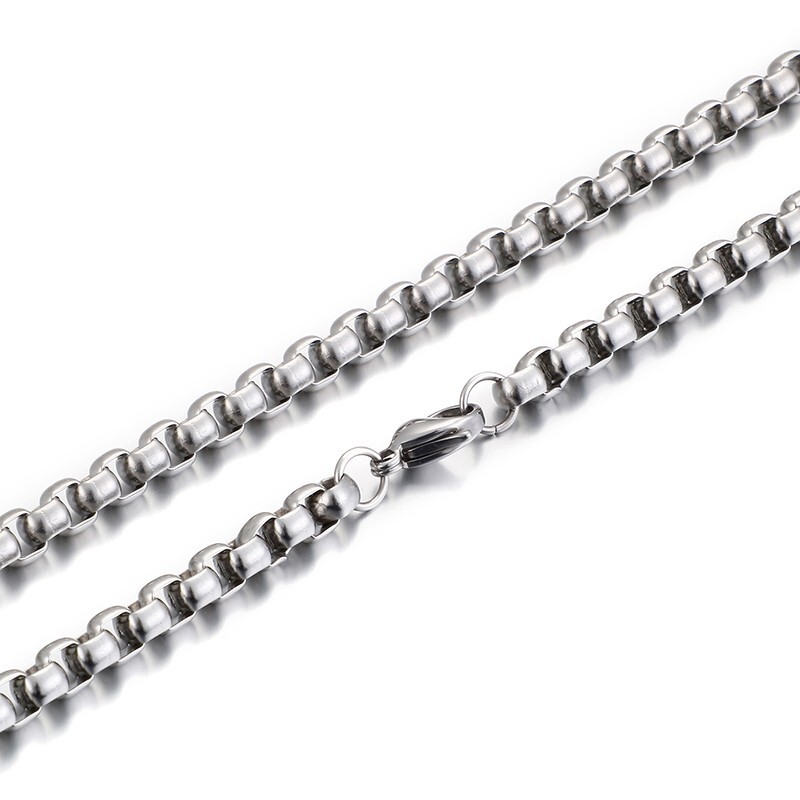 Large 6mm 24 inch Polished Stainless steel Fashion Rolo Box Link Chain Necklace
