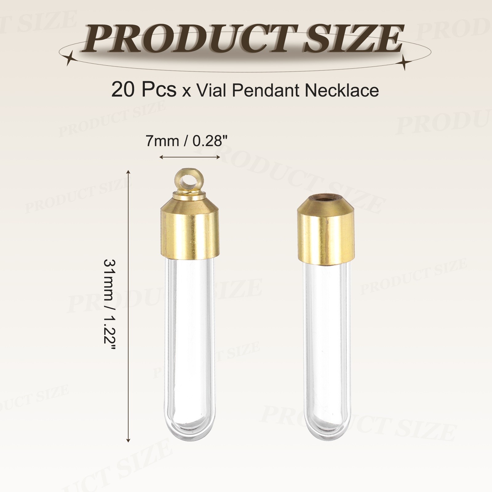 20Pcs Glass Vial Pendant Necklace Round-Bottomed Cylinder for Liquid Sand Ashes