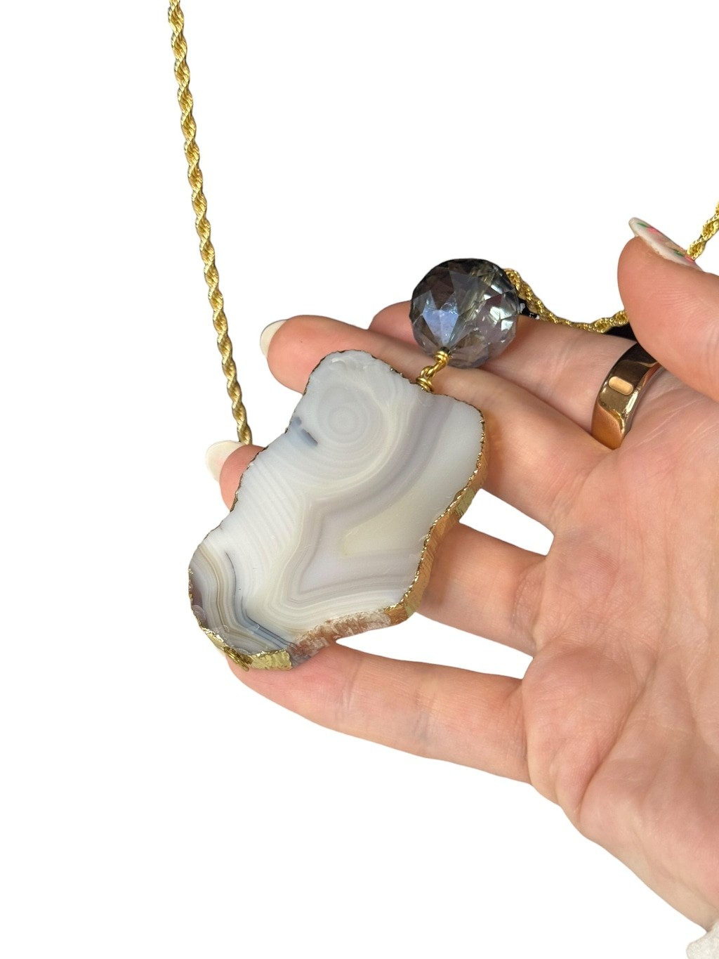Women’s Unbranded Necklace One Size Gold White Agate Pendant