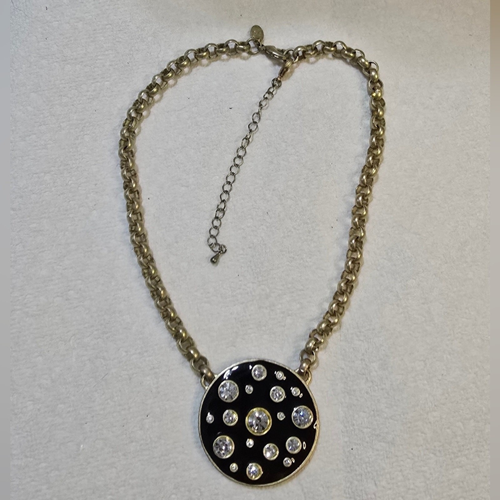 Lia Sophia Kian Family Palladian Hematite Thick Chunky Tone Necklace New