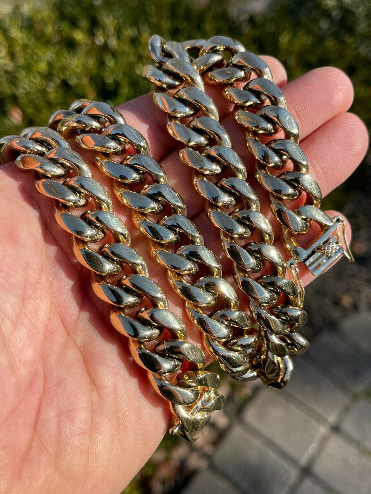 16mm Miami Cuban CHOKER Chain Solid 14k Gold Plated SS Necklace Unisex