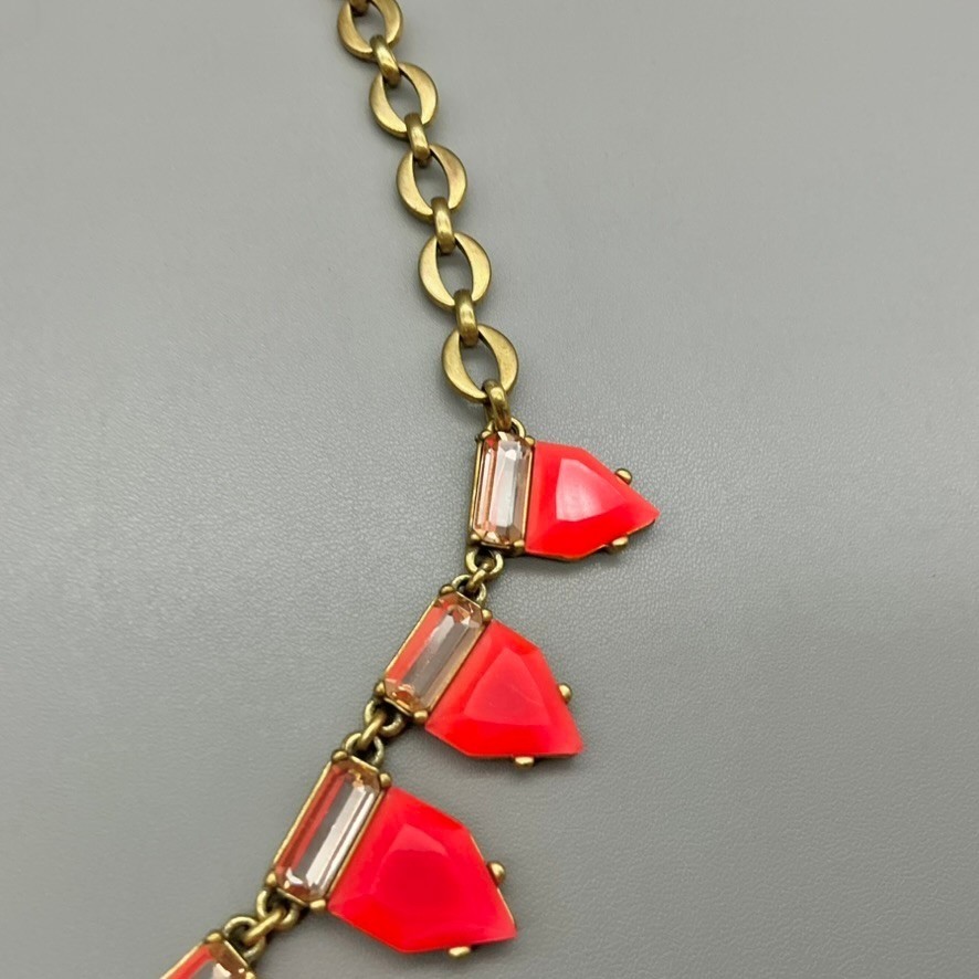 Stella & Dot Necklace Womens Gold Tone Pink Statement Spike Dangle 18 Inch
