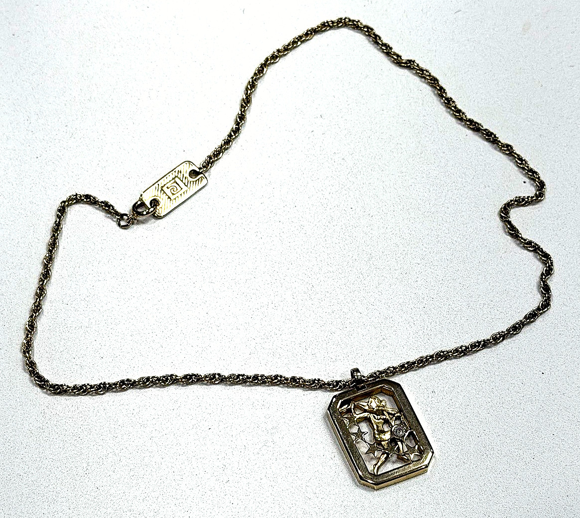 Vintage Pierre Cardin 1970’s Designer Signed VIRGO Zodiac Gold Pendant Necklace
