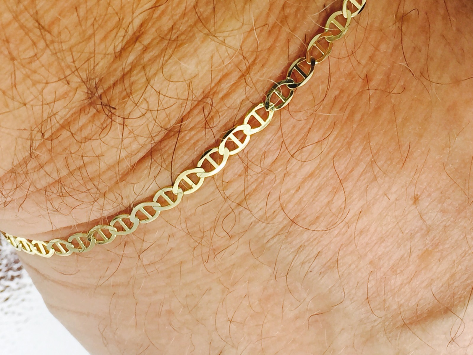 10k Yellow Gold 9″ Solid Anchor Mariner Link Anklet Chain Bracelet 3.2 mm 2Gram