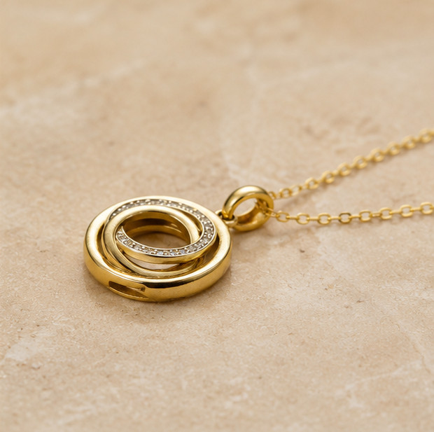 2.00Ct Round Simulated Diamond Circle Pendant Necklace 14K Yellow Gold Plated