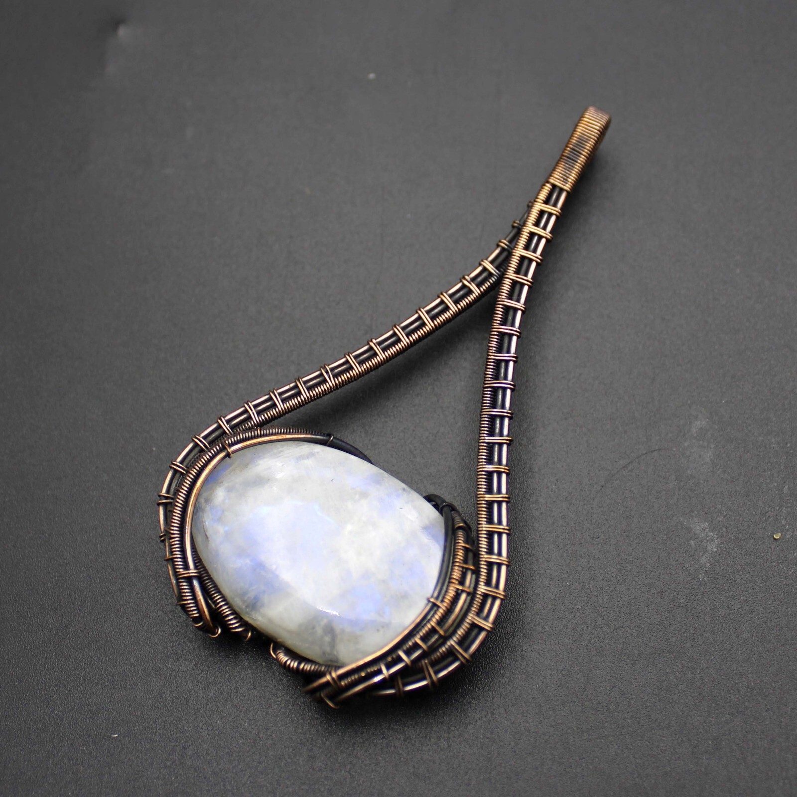 Womens Day Gift Moonstone Wire Wrapped Pendant Gemstone Copper Wire Jewelry