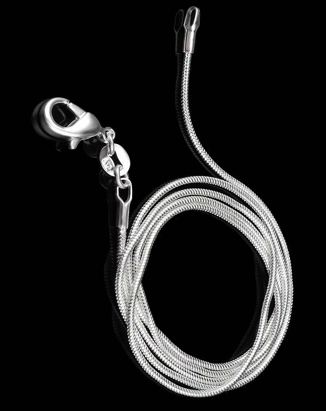 925 Tagged Sterling Silver Plated Snake Chain Necklace 1MM 16-24 inch