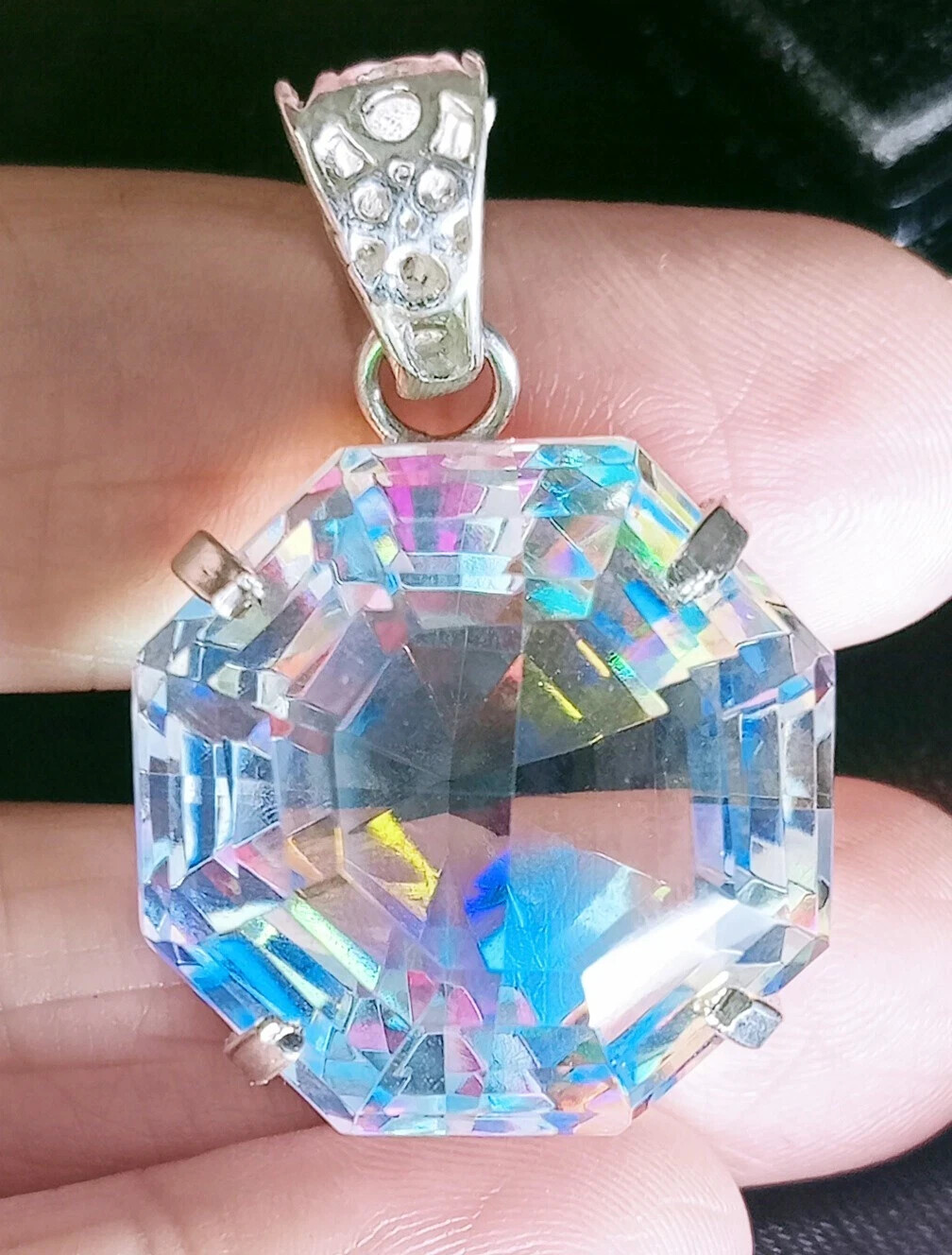 Natural Mystic Topaz Fancy Cut 78-80 Ct Loose Gemstone Pendant EGL Certified