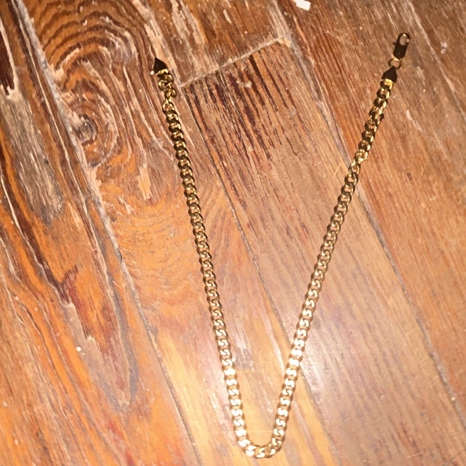 Gold Tone Curb Link Chain Necklace Metal Lobster Clasp No Stone