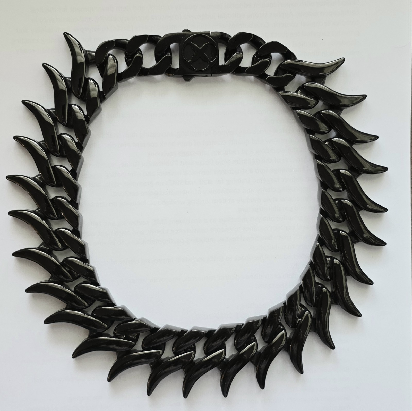 Vitaly “Paralyze” Statement Chain Necklace – Polished Black 18″ Excellent Cond.