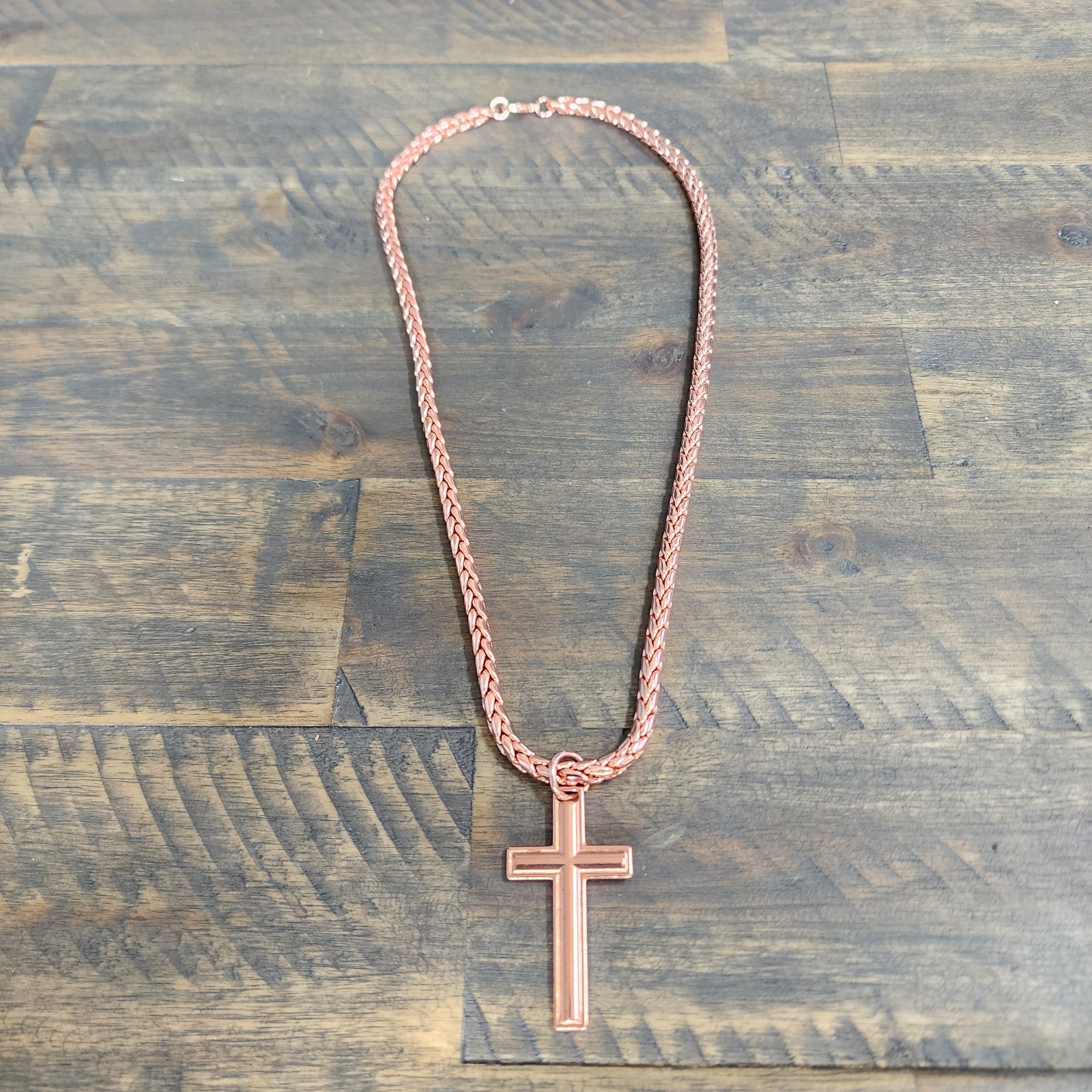 Pure Copper Cross Necklace with Dragon Bone ChainA timeless symbol of faith…