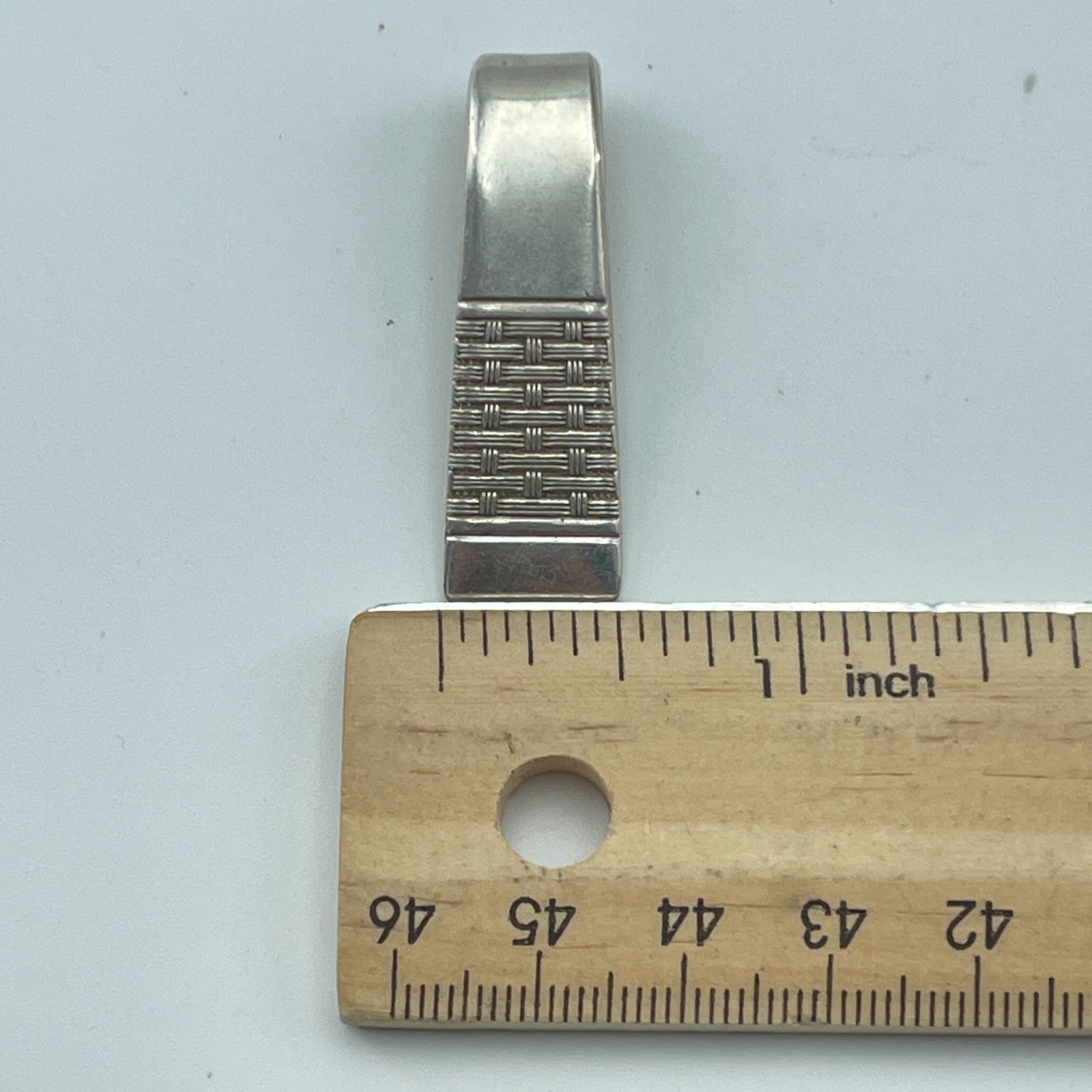 Silver Plated Basket Weave Pendant Bail Slide Enhancer No Chain 1.5in Fashion