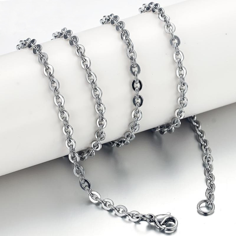 5pcs 1.6/2/2.4/3mm Stainless Steel Flat “O” Rolo Link Chain Necklace Wholesale