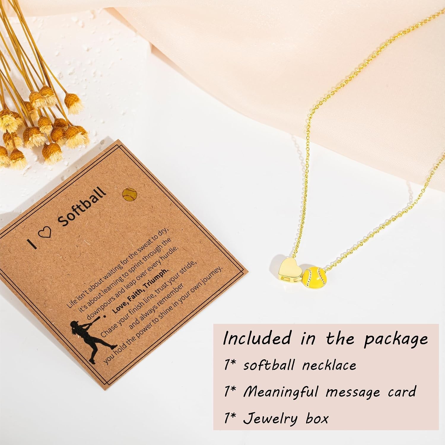 Softball Heart Necklace Customized Women’s Sports Gift for Soccer Volleyball