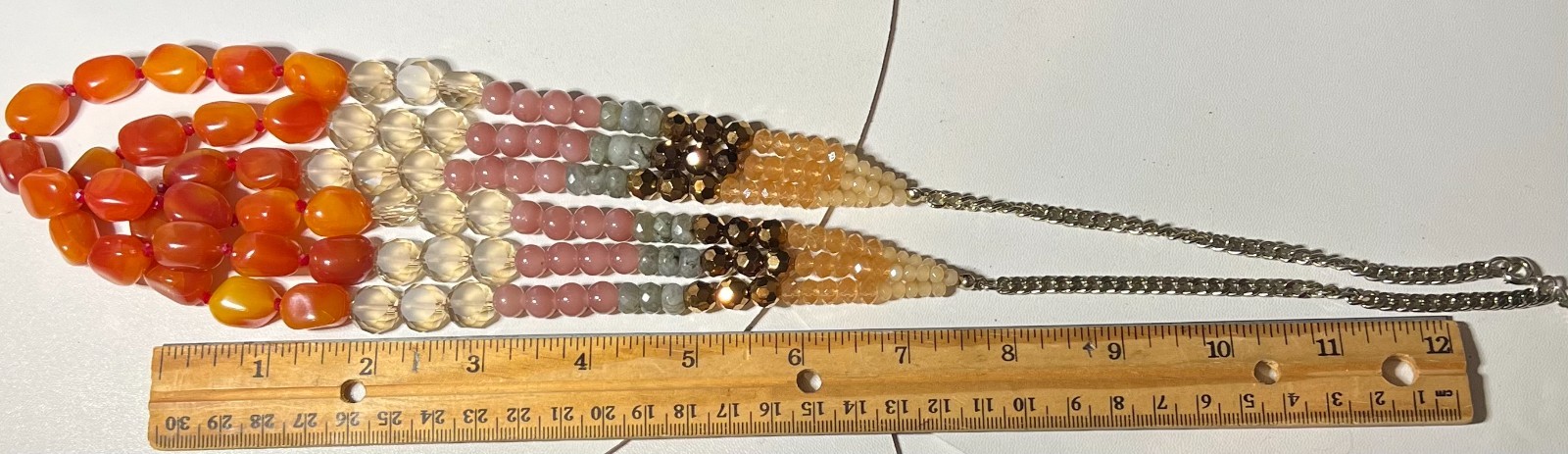 Colorful Glass Beaded Multi-Strand Loft Necklace in Perfect Condition