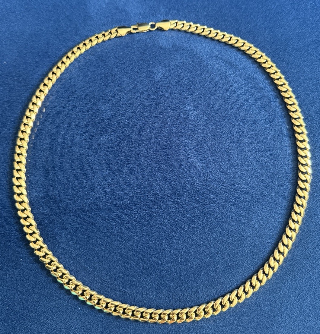 14k Gold Plated Stainless Steel Cuban Link Chain Necklace 8mm 24in
