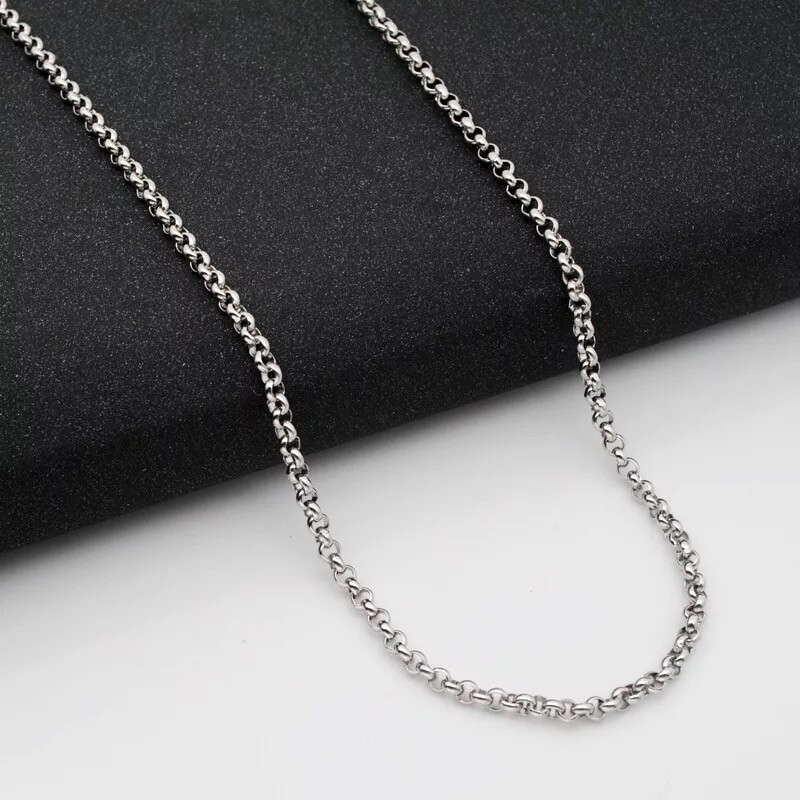 Wholesale Price Stainless Steel 3mm Rolo Link Chain Necklace Mens Womens 20″-32″