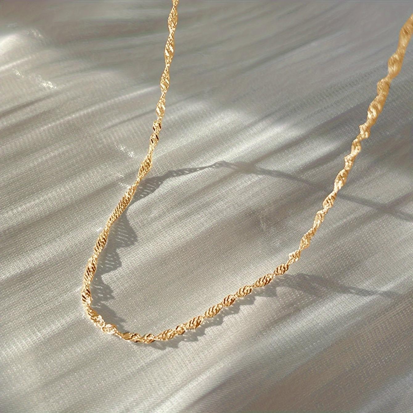 Necklace Exquisite Gold Plated Stainless Steel Thin Chain for Women Simple Style