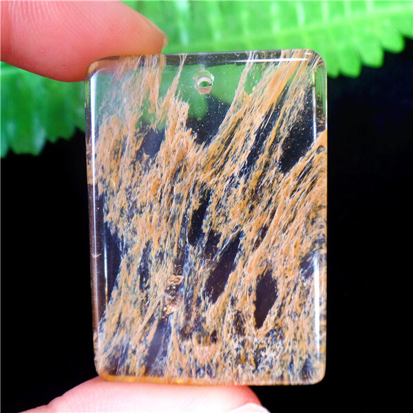 47x34x7mm Brown Cherry Quartz Reiki Oblong Pendant Bead BV65035