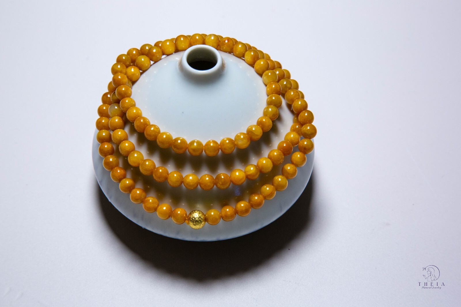 6.5mm+ Natural Untreated Yellow Jadeite Beaded Necklace / 4-Wrap Bracelet | 黄翡项链