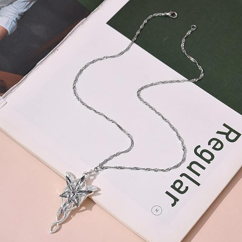 Arwen Evenstar Necklace Lord of the Ring Hobbit Pendant Necklace with Cubic Zirc