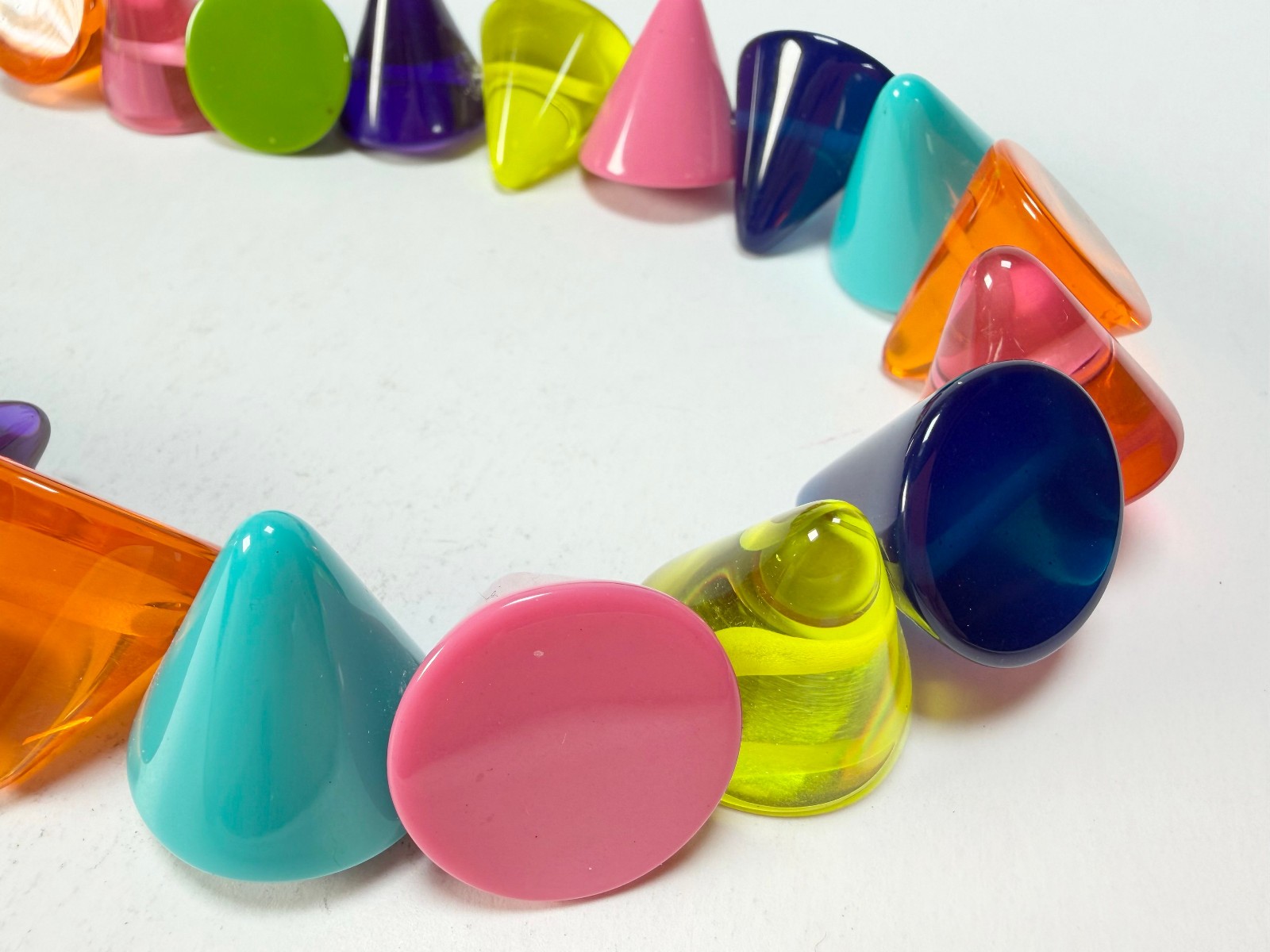 Jackie Brazil “KL Kones” Transparent Paris Mix Large Cones Necklace ( N2896)