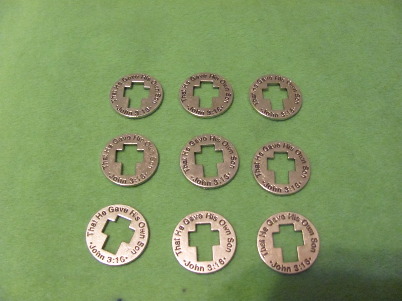 Lot of 9 Vintage Coin Cross For God So Love The World That He Gave His Only Son