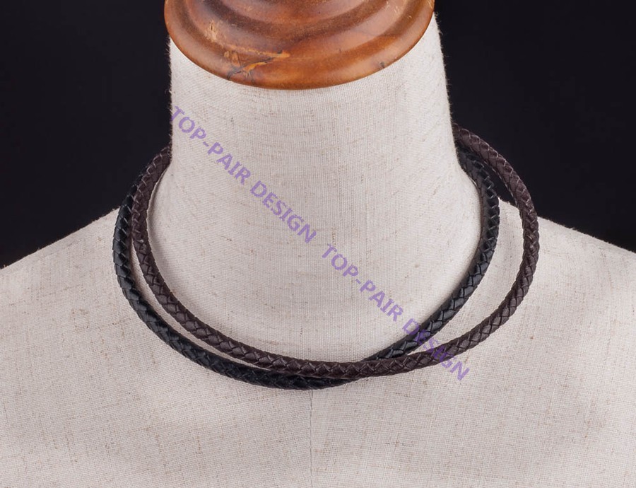 2pcs Polished Magnet Stainless Steel Clasp 6mm Leather Braided Choker Necklace