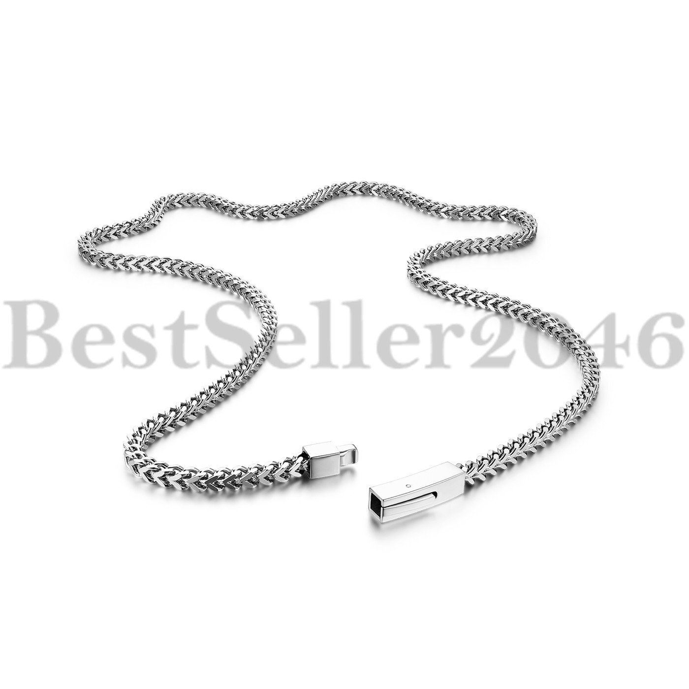 4mm Biker Stainless Steel Franco Chain Necklace for Men Square Box Chain 24″/26″