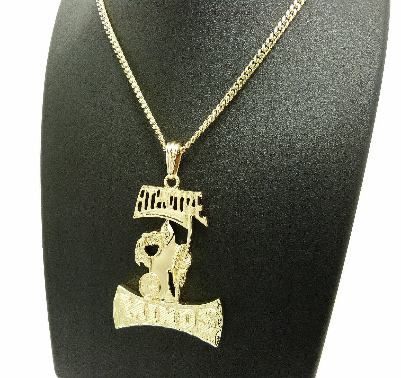 HIP HOP GOLD PLATED HYPNOTIZE MINDS PENDANT & 3mm 24″ CUBAN CHAIN BLING NECKLACE