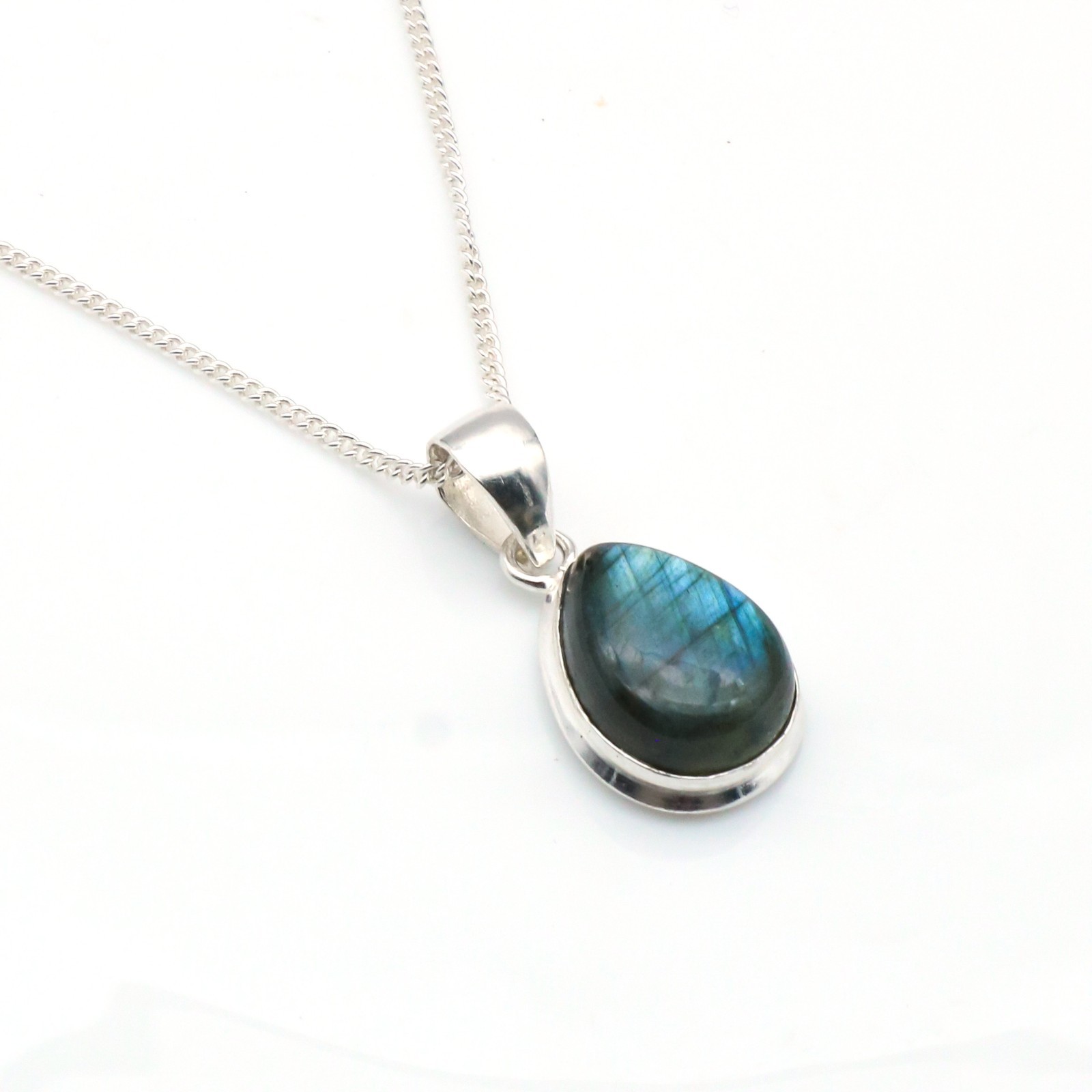 Labradorite Gemstone .925 Sterling Silver Handmade Jewelry Necklace 18-20″