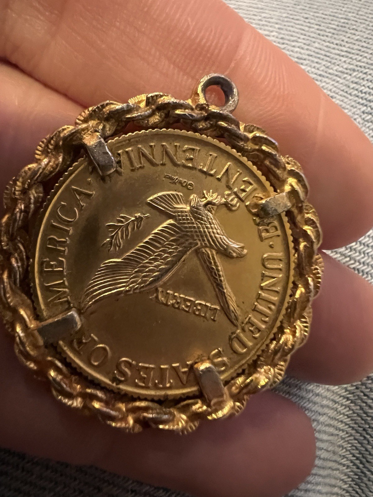 Liberty Bell Coin Pendant For Necklace Or Charm 1776 1976 Has Wear Read C6