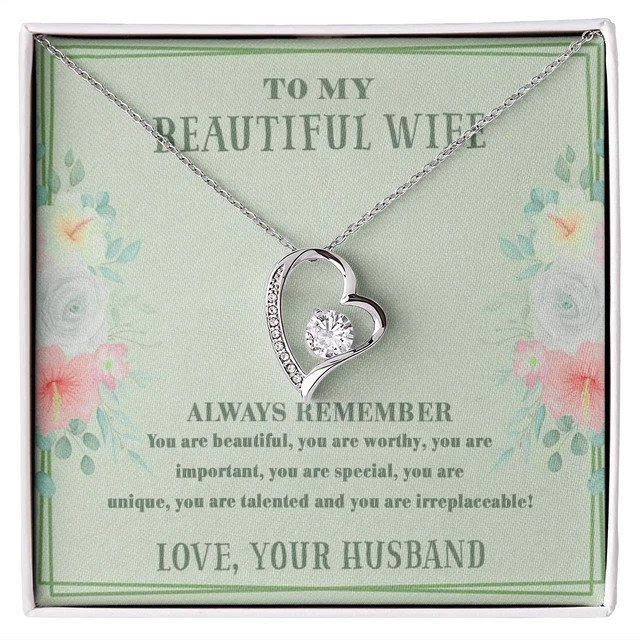 To My Beautiful Wife Necklace From Husband, Birthday, Anniversary Gift Ideas