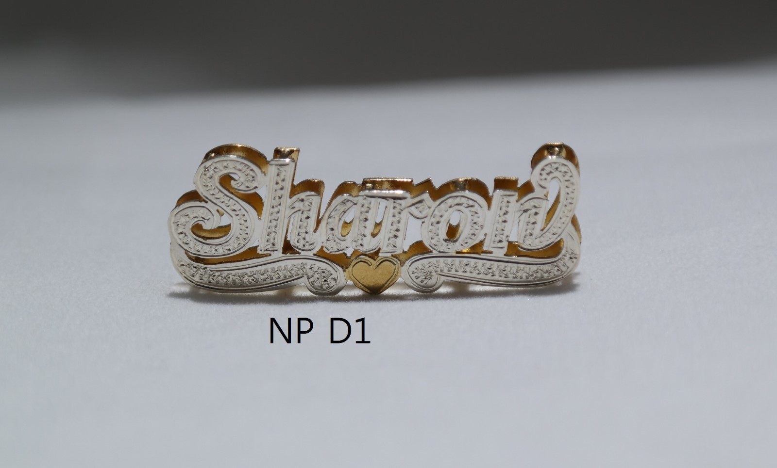 PERSONALIZED DOUBLE NAME PLATE (10k,14k,Silver gold overlay)