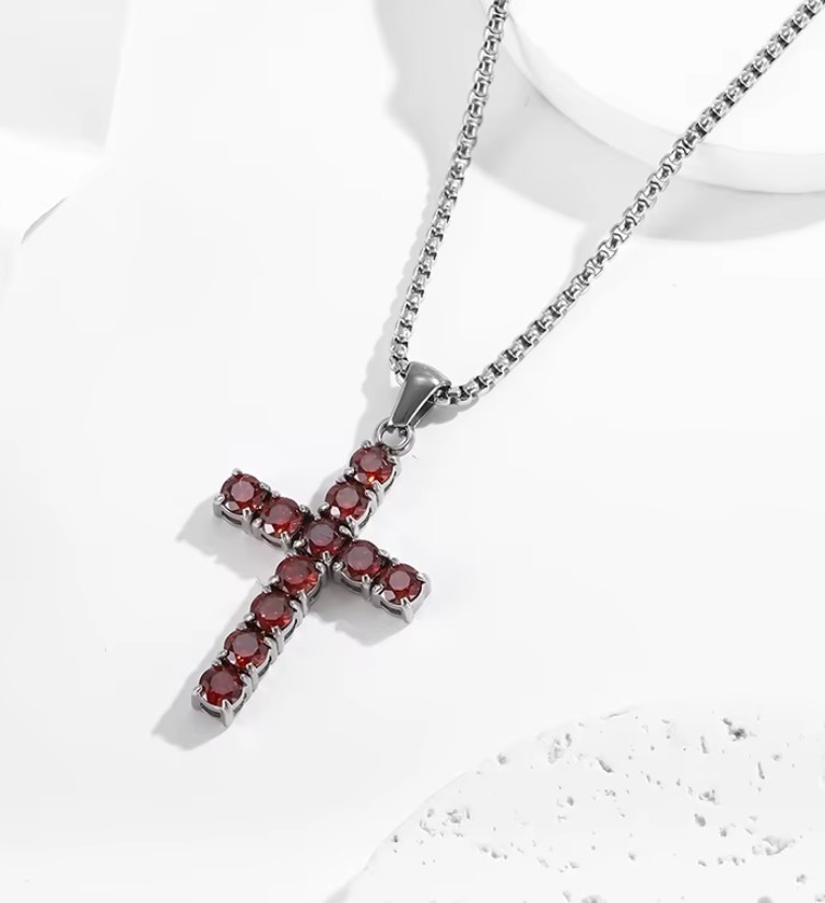 Stainless Steel Cross Pendant with 50 cm rounded box chain